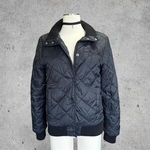 Rare Vintage No Fear So Cal Black Quilted Fleece Lined Bomber Jacket- Medium